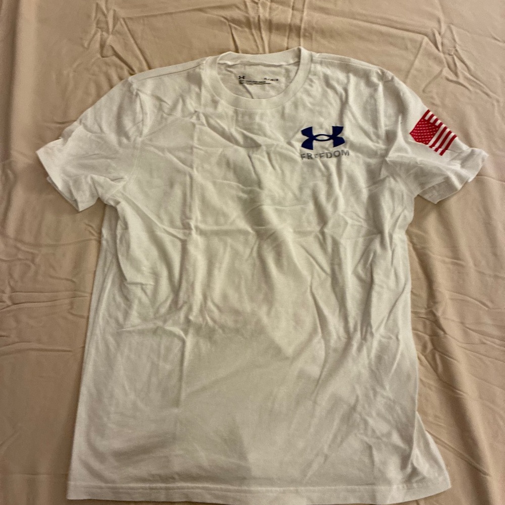 Under Armour Boy’s White and Blue Cotton Freedom Tee - Picture 3 of 6
